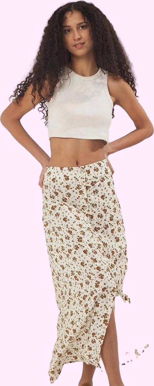 Kadın A line Midi Etek Viskoz Çiçekli Shally Dokuma Yaz Günlük Kullanım Stilin Buluştuğu Yer