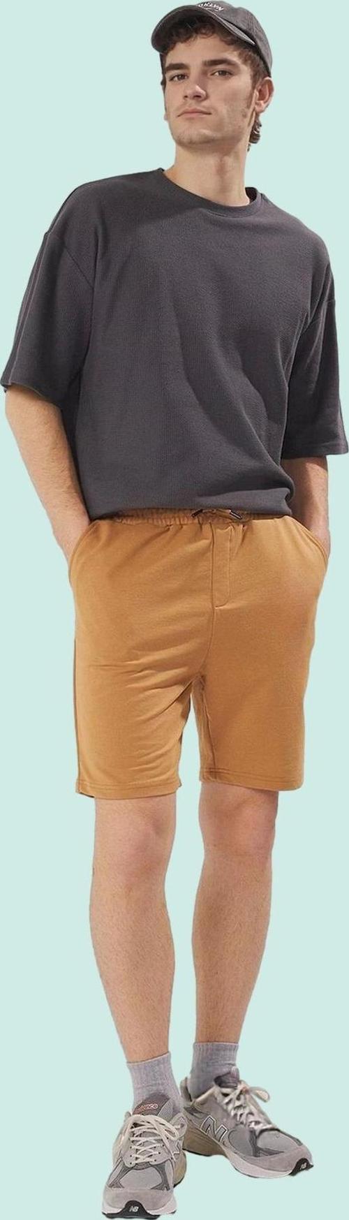 Erkek Basic Şort Lastikli Bel Kısa Boy Rahat Kalıp Günlük Kombinler İçin Dayanıklı Malzeme