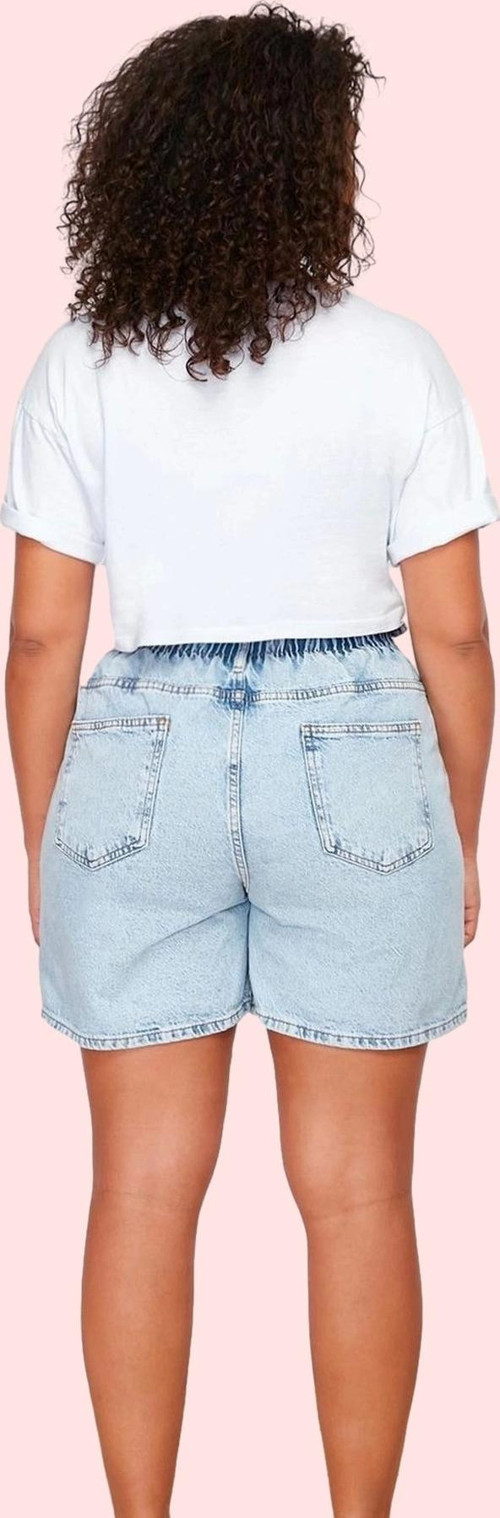 Kadın Pamuklu Denim Şort Beli Lastikli Geniş Paça Yazlık Günlük Kullanım Dayanıklı Malzeme