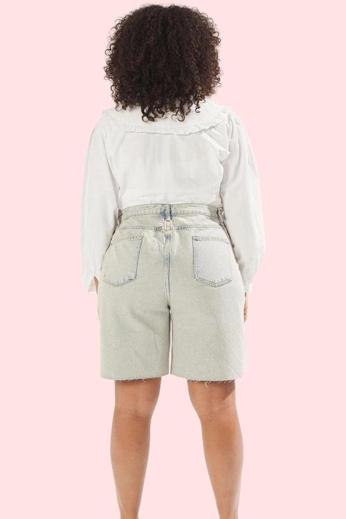 Kadın Yüksek Bel Denim Şort Geniş Paça Pamuk Günlük Ve Rahat Kullanım Yaz Aylarının Vazgeçilmezi
