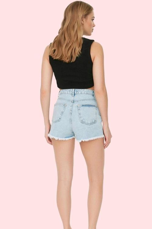 Kadın Mini Denim Şort Pamuk Casual Stil Günlük Kombinler İçin Hafta Sonu Dayanıklı Malzeme