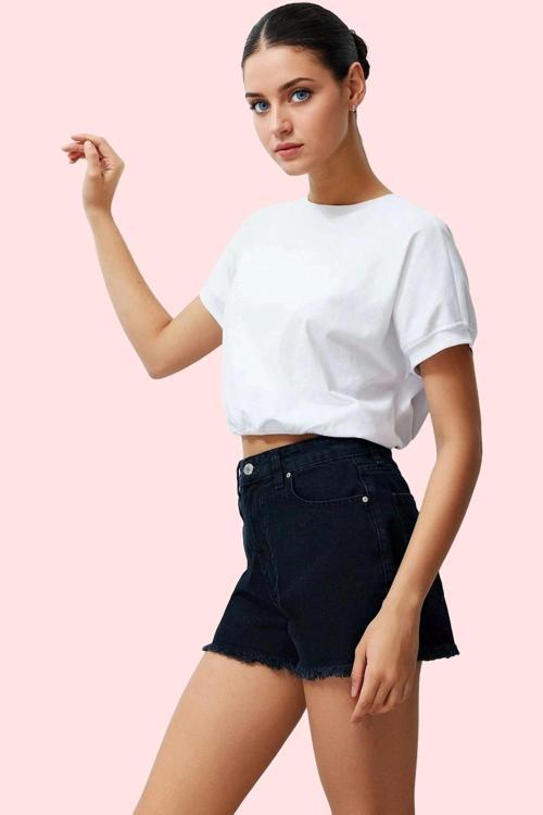 Kadın Mini Denim Şort Pamuk Casual Stil Günlük Kombinler İçin Hafta Sonu Dayanıklı Malzeme