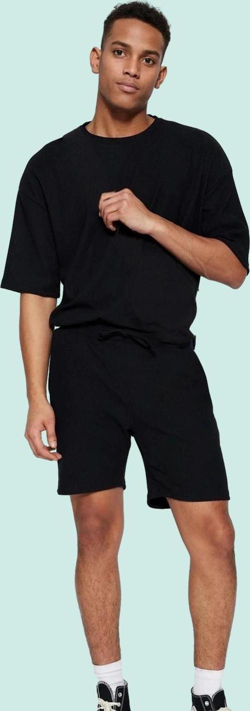 Erkek Rahat Kesim Şort; Polyester Elastan Dokulu Ottoman Kumaş Normal Bel Kısa Boy Günlük Kullanım