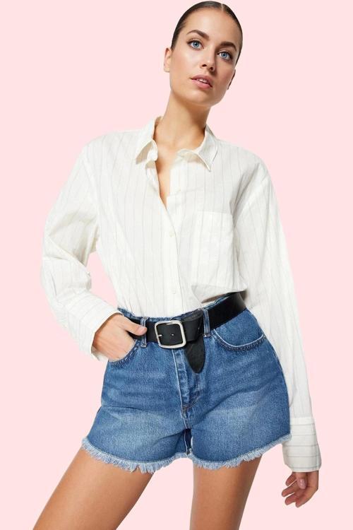 Kadın Denim Şort Pamuk Yırtmaçlı Yüksek Bel Kısa Boy Günlük Kullanım Yaz Aylarının Vazgeçilmezi