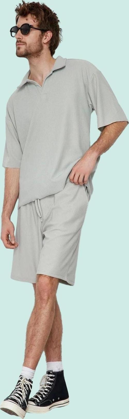 Erkek Renk Basic Koleksiyon Kısa Boy Ottoman Dokuma Geniş Paça Şort Rahat Günlük Hafta Sonu