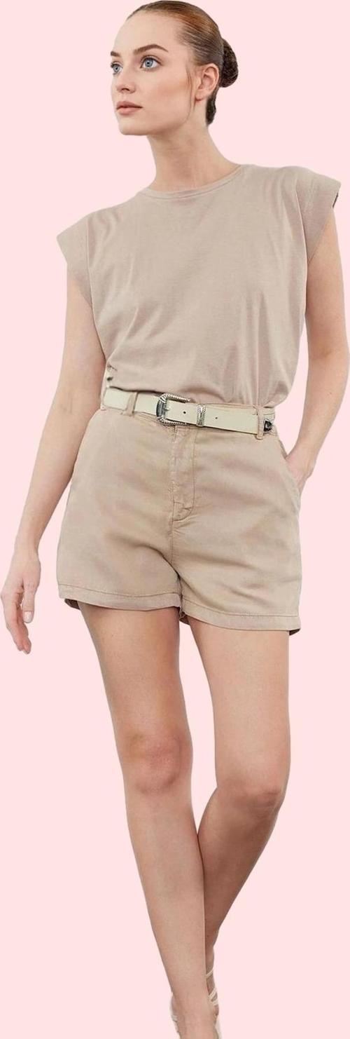 Kadın Denim Şort Yüksek Bel City Short Kalıp Nefes Alan Kumaş Günlük Kullanım Modern Tasarım