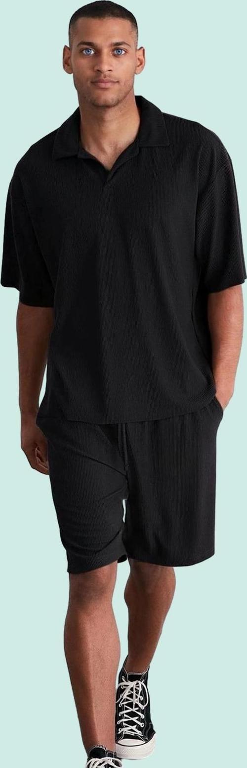 Erkek Renk Basic Koleksiyon Kısa Boy Ottoman Dokuma Geniş Paça Şort Rahat Günlük Hafta Sonu