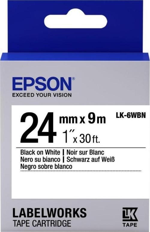 LK-6WBN Standard Siyah Üzeri Beyaz 24MM 9Metre Etiket