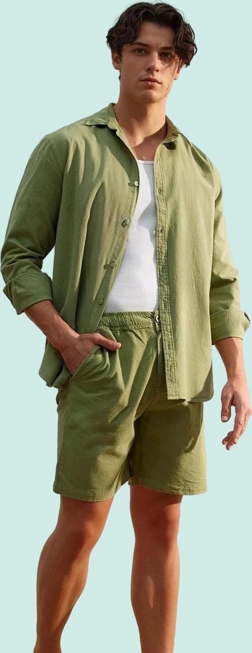 Erkek Yazlık Kısa Şort Pamuk Dokuma Kumaş Rahat Loose Fit Günlük Kullanım İçin Özel Günler