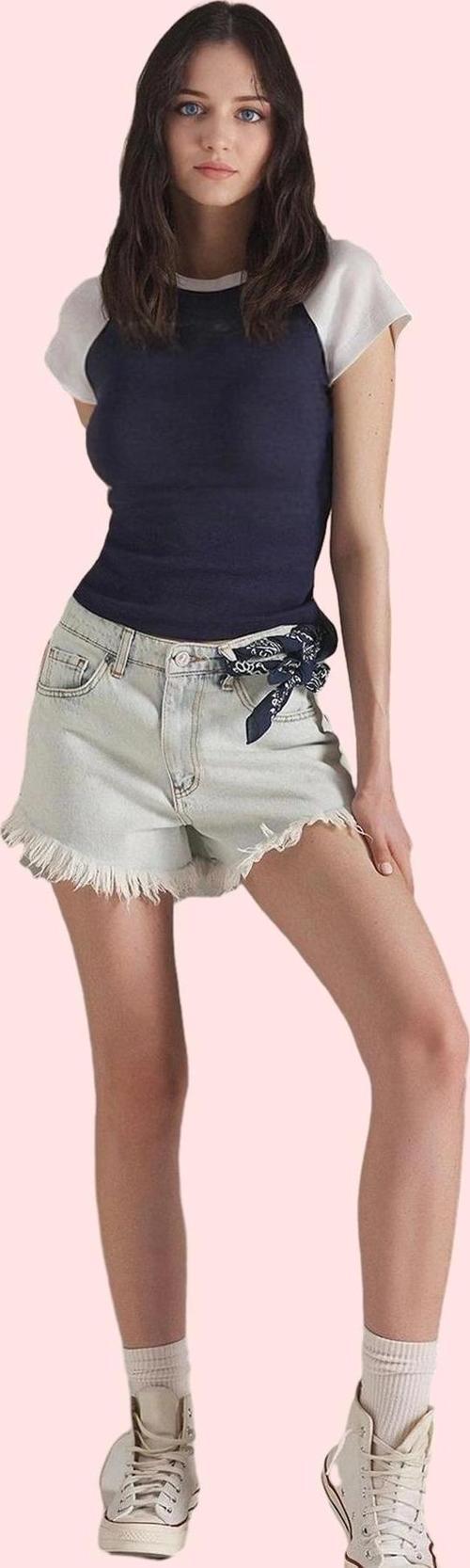 Kadın Yüksek Bel Kısa Boy Denim Şort Geniş Paça Pamuk Casual Stil Yaz Aylarının Vazgeçilmezi