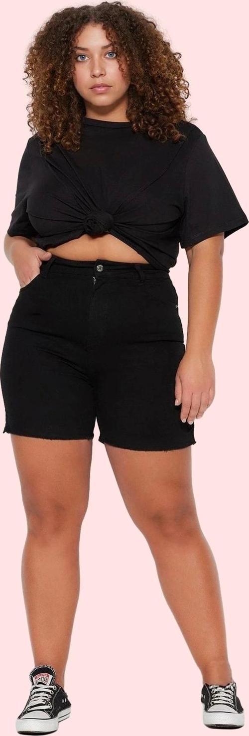 Kadın Esnek Skinny Denim Şort Düz Desen Yüksek Bel Rahat Günlük Yaz Aylarının Vazgeçilmezi