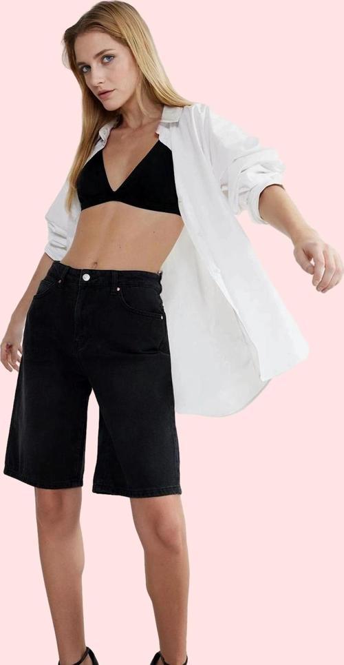 Kadın Baskılı Denim Bermuda Şort Pamuk Rahat Günlük Kullanım Hafta Sonu Yaz Aylarının Vazgeçilmezi