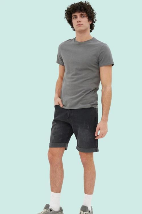Erkek Günlük Kombinlere Uygun Denim Şort; Slim Fit Dar Paça Pamuk Yaz Aylarının Vazgeçilmezi