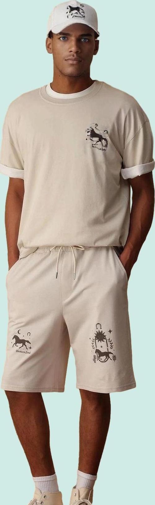 Erkek Şort Boru Paça Animal Desenli Rahat Yaz Kombinleri İçin Günlük Kullanım Modern Tasarım