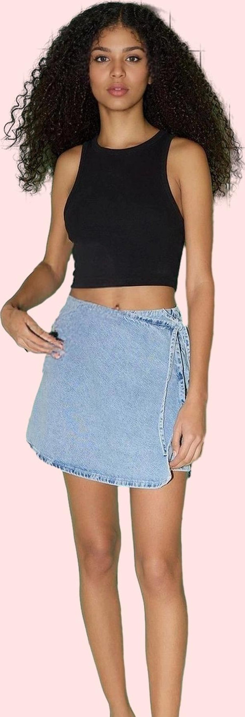Kadın Pamuklu Denim Şort Etek; Yüksek Bel Boru Paça Düz Desen Günlük Stil Kaliteli Malzeme