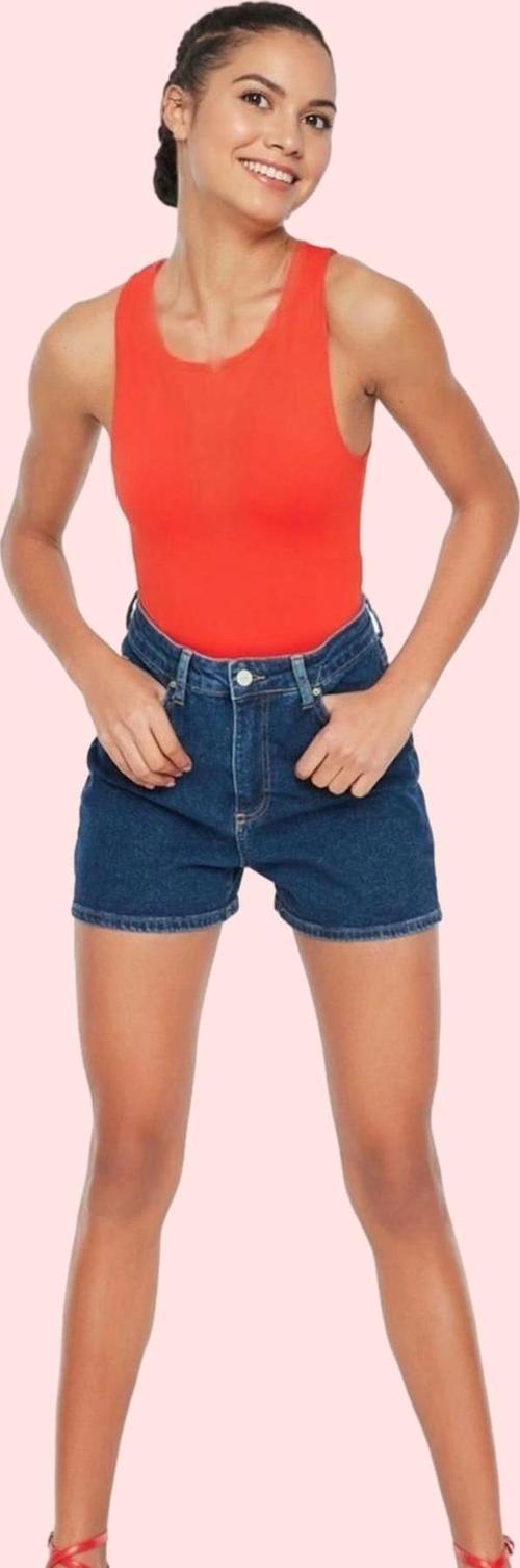 Kadın Denim Şort Yüksek Bel Boru Paça City Kalıp Rahat Günlük Hafta Sonu Dayanıklı Malzeme