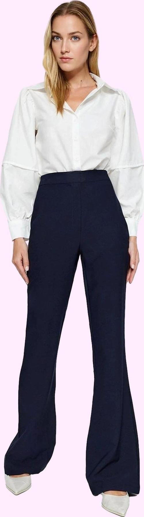 Kadın Flare Pantolon Dokuma Kumaş Yüksek Bel Regular Boy Casual Yaz Aylarının Vazgeçilmezi
