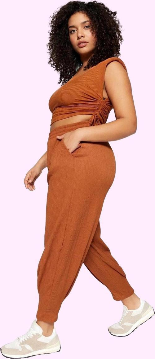 Kadın Büyük Beden Örme Pantolon Yüksek Bel Havuç Kalıp Regular Boy Yaz Aylarının Vazgeçilmezi