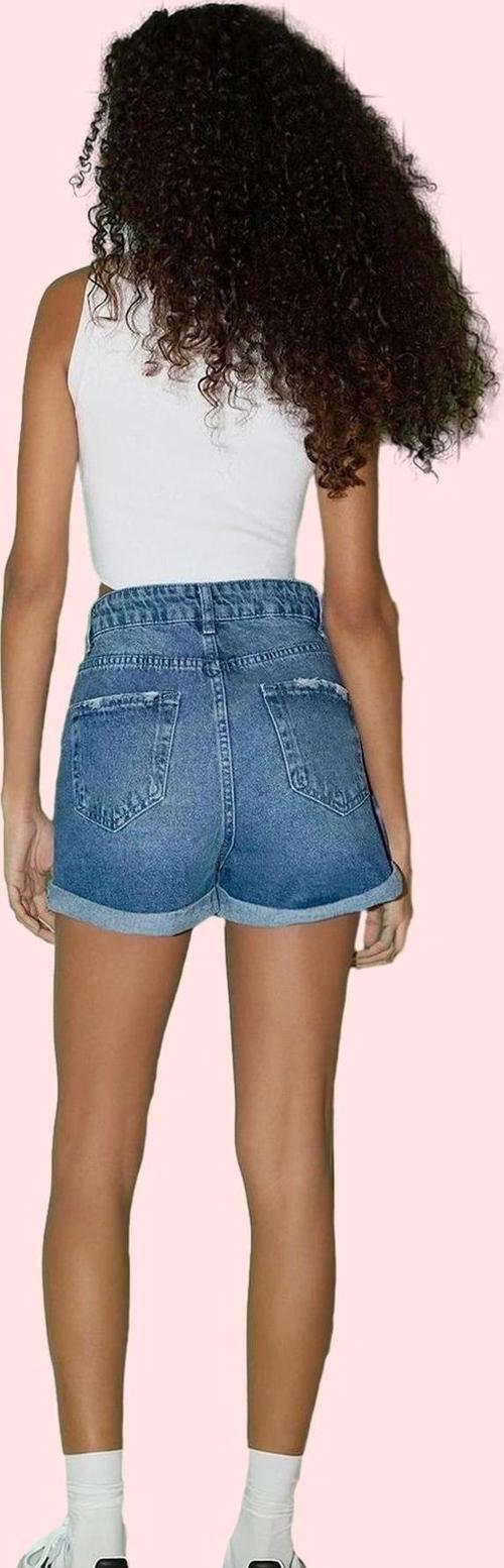Kadın Pamuklu Denim Şort Etek Düz Desenli Yüksek Bel Yazlık Casual Yaz Aylarının Vazgeçilmezi