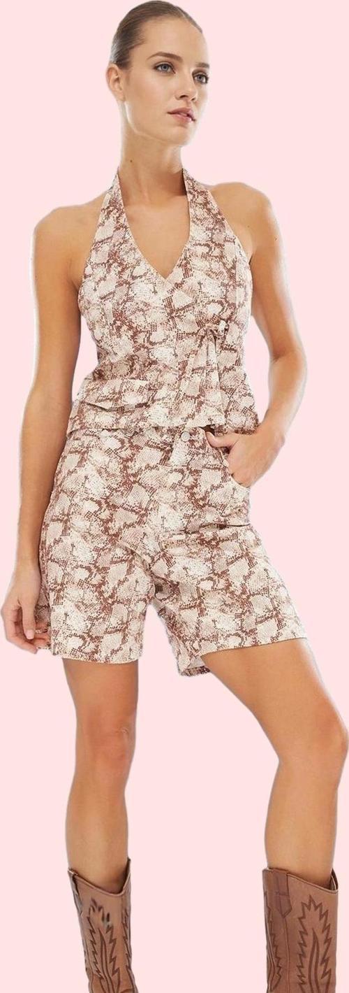 Kadın Kısa Boy Çok Yılan Desenli Straight Şort Pamuk Günlük Hafta Sonu Yaz Aylarının Vazgeçilmezi