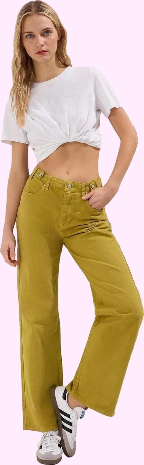 Kadın Düz Desen Wide Leg Pantolon Pamuk Rahat Günlük Stil Hafta Sonu Yaz Aylarının Vazgeçilmezi
