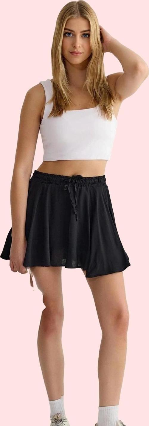 Kadın Mini Şort Etek Rahat Kesim Shally Dokuma Pamuklu Günlük Kombin Yaz Aylarının Vazgeçilmezi