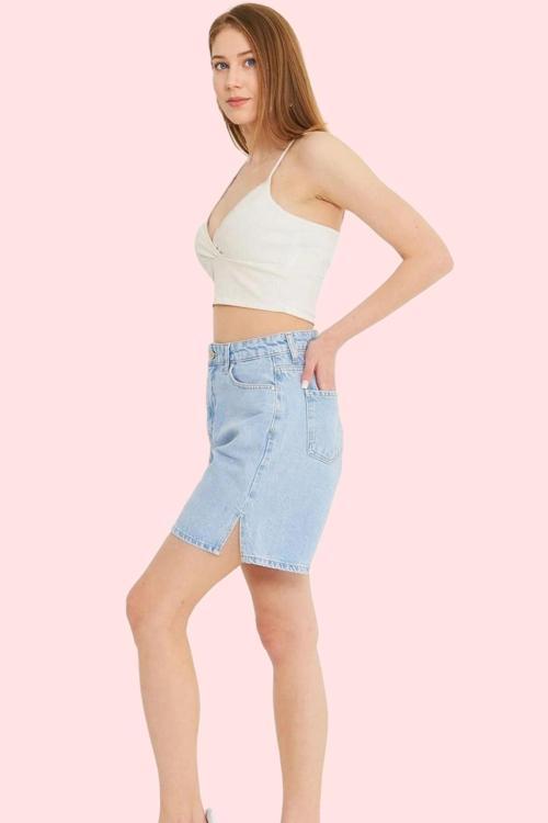 Kadın Pamuk Denim Şort Normal Bel Geniş Paça Düz Desen Günlük Stil Yaz Aylarının Vazgeçilmezi