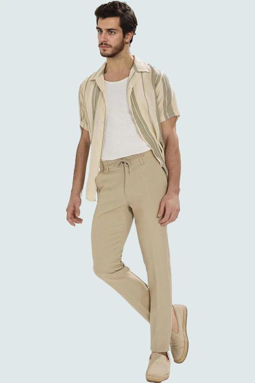 Erkek Dokuma Pantolon Boru Paça Slim Fit Günlük Kullanım İçin Hafta Sonu Dayanıklı Malzeme