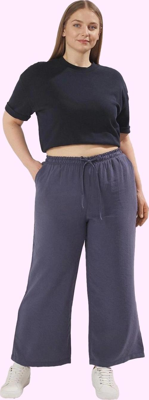 Kadın Düz Desenli Geniş Paça Pantolon Yüksek Bel Lastikli Rahat Yaz Aylarının Vazgeçilmezi