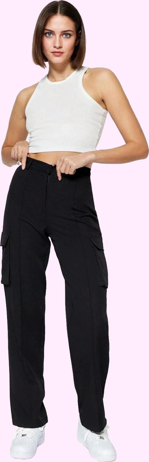 Kadın Dokuma Pantolon Yüksek Bel Straight Casual Günlük Hafta Sonu Yaz Aylarının Vazgeçilmezi