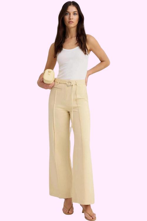 Kadın Pamuklu Geniş Paça Pantolon Yazlık Rahat Kumaşlı Casual Günlük Kullanım Modern Tasarım