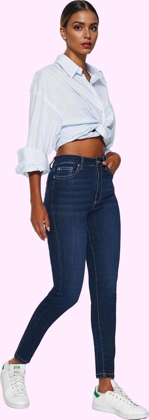 Kadın Skinny Jean Yüksek Bel İncelten Etki Stretch Dokuma Günlük Yaz Aylarının Vazgeçilmezi