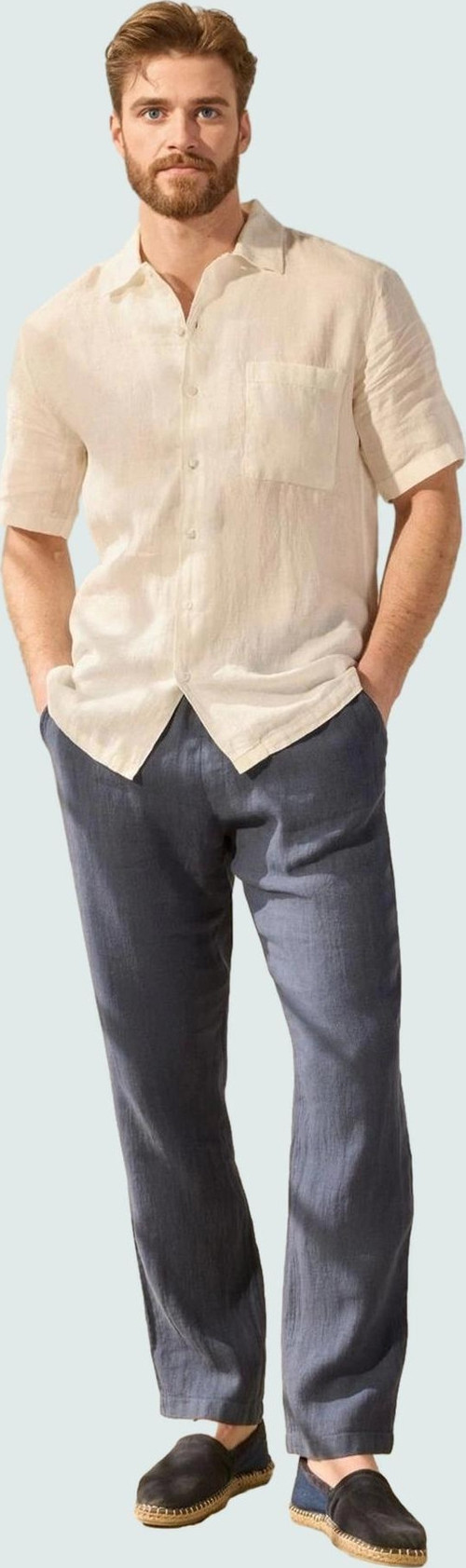 Erkek Keten Pantolon Yüksek Bel Straight Günlük Stil Hafta Sonu Yaz Aylarının Vazgeçilmezi