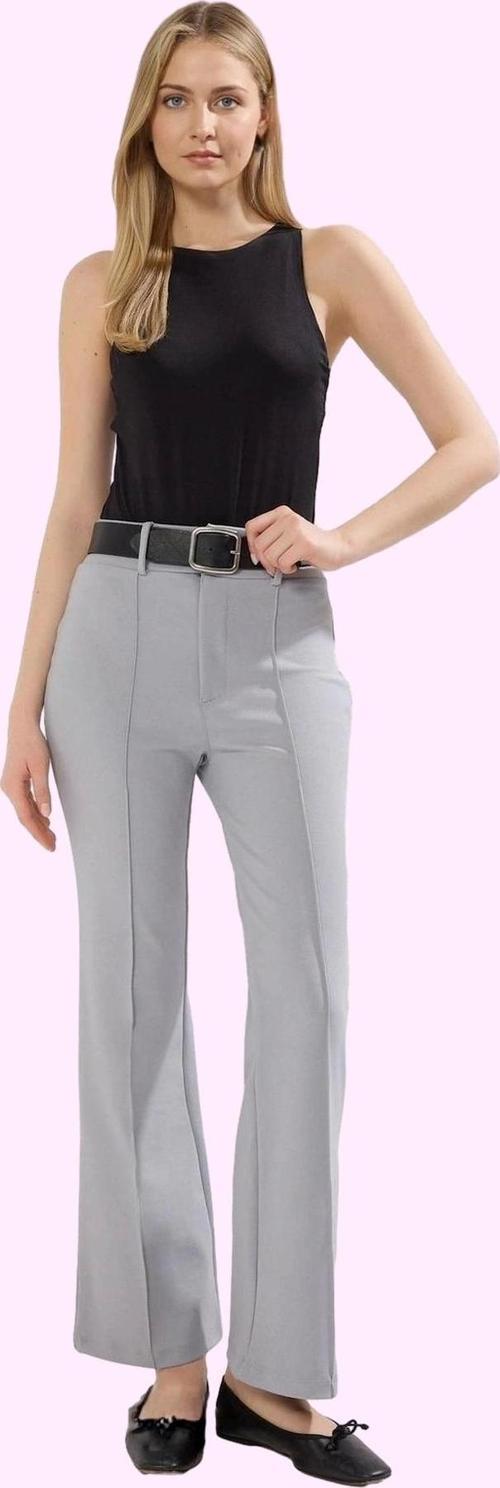 Kadın Düz Desen Geniş Paça Pantolon Yüksek Bel Beli Lastikli Rahat Günlük Kombin Hafta Sonu