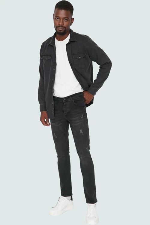 Erkek Koleksiyonu Pamuk Denim Skinny Jean Pantolon Günlük Kullanım Kaliteli Malzeme