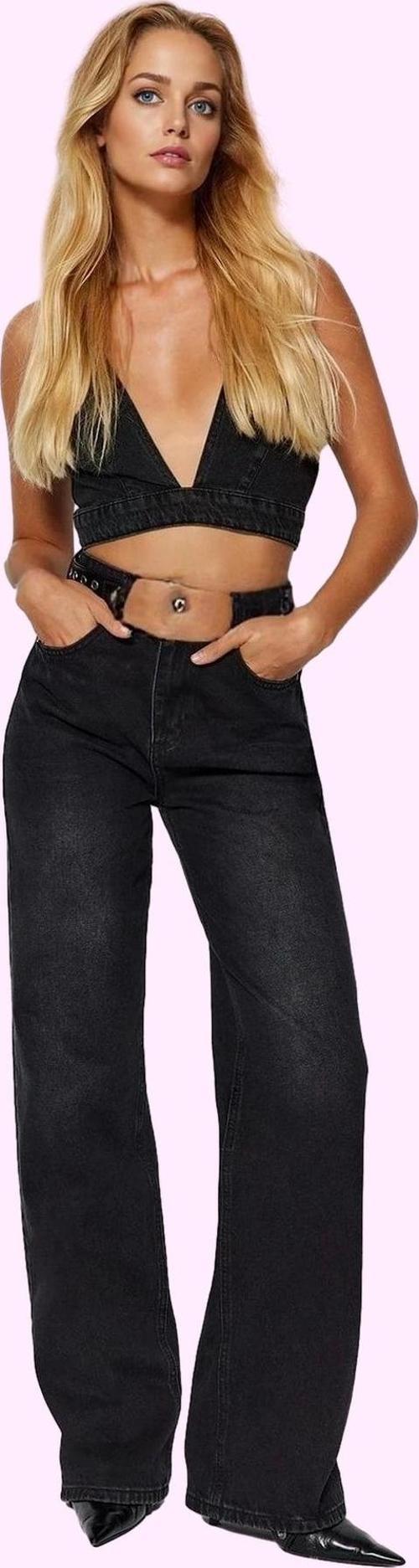 Kadın Pamuk Denim Geniş Paça Jean Pantolon Yüksek Bel Günlük Şıklık Yaz Aylarının Vazgeçilmezi
