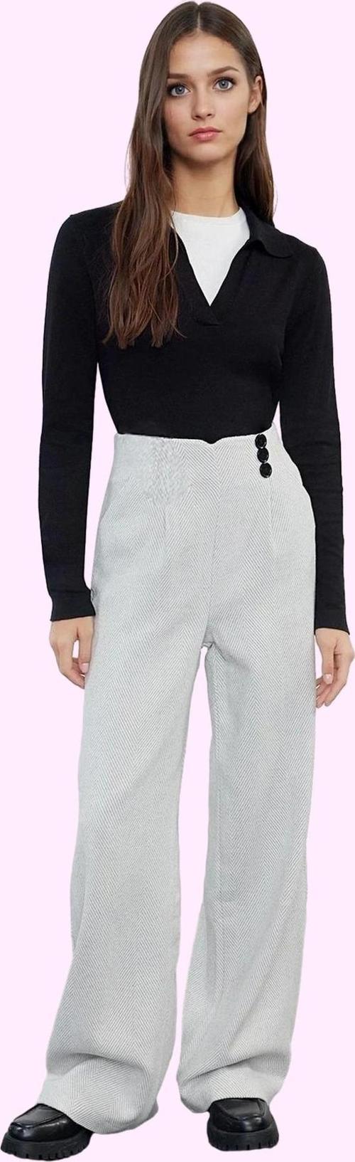Kadın Uzun Boy Palazzo Pantolon Kırçıllı Desen Wide Leg Nefes Alabilir Kumaş Günlük Kullanım