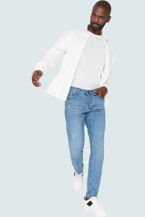 Erkek Yırtıklı Denim Kot Pantolon Pamuk Casual Günlük Stil Hafta Sonu Yaz Aylarının Vazgeçilmezi