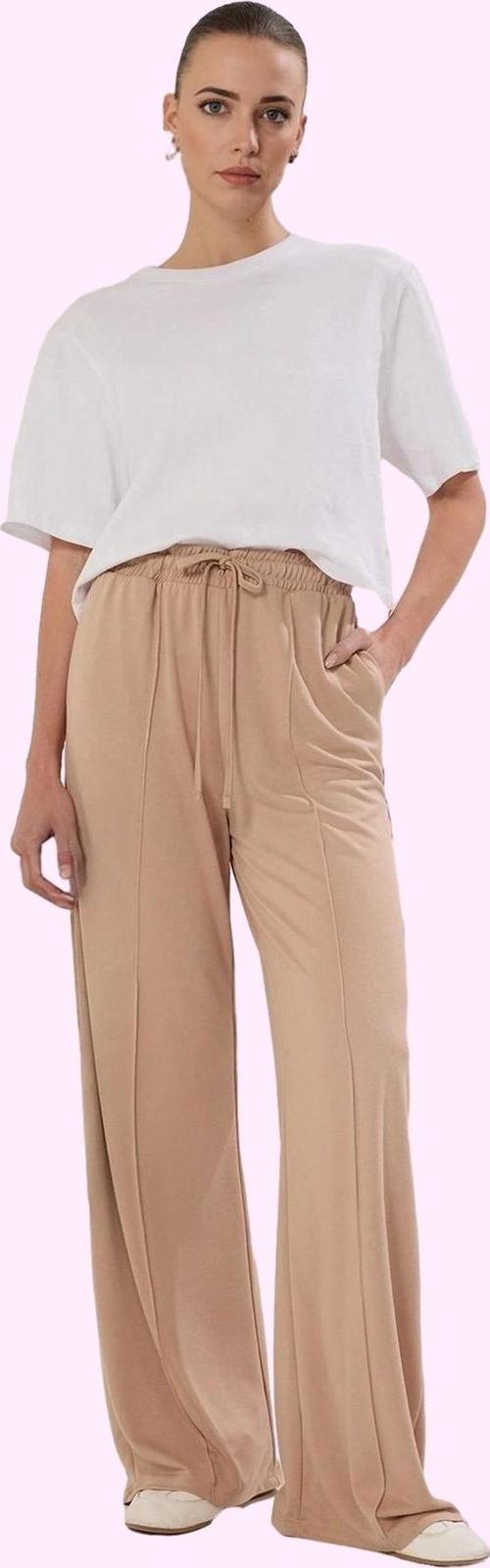 Kadın Pike Örme Pantolon Yüksek Bel Geniş Paça Casual Stil Günlük Kullanım Kaliteli Malzeme