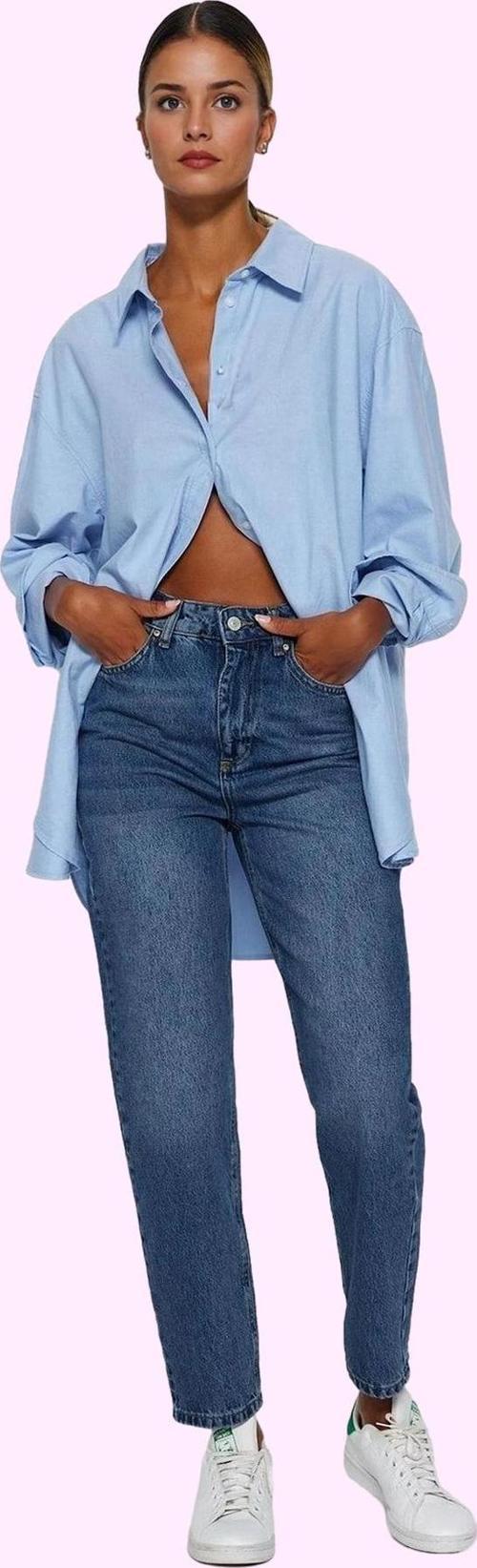 Kadın Pamuk Mom Jean Denim Pantolon Yüksek Bel Regular Boy Günlük Kullanım Kaliteli Malzeme