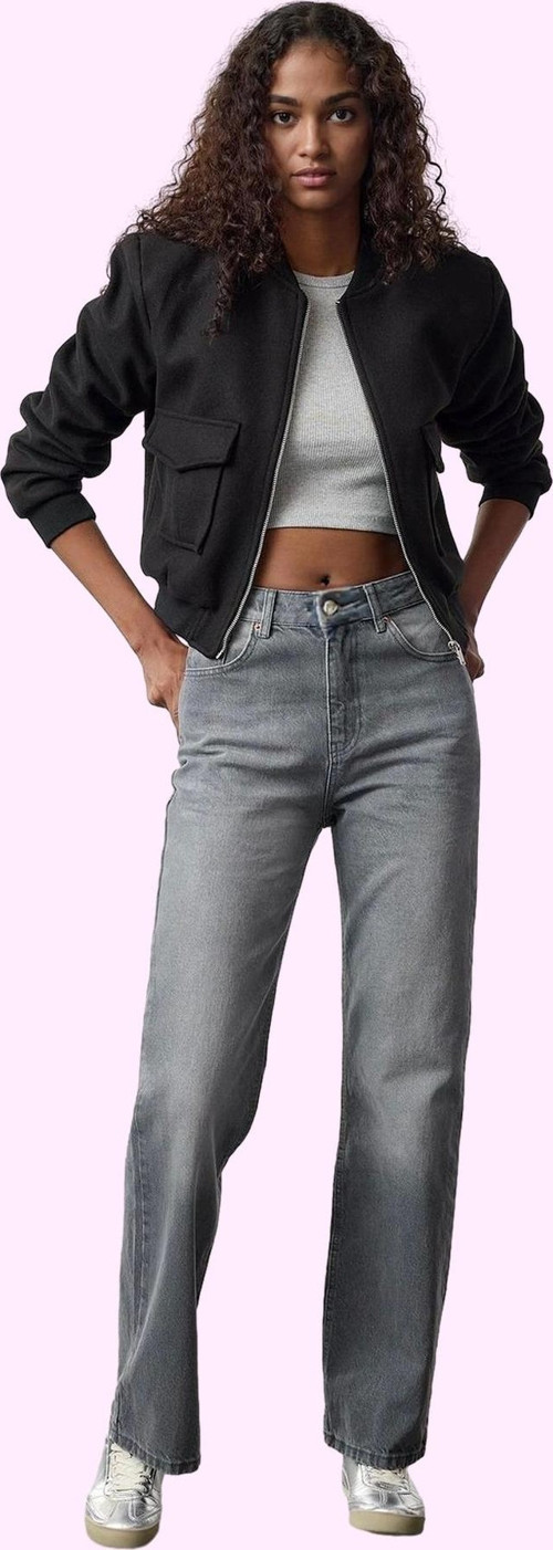 Kadın Denim Pantolon Yüksek Bel Geniş Paça Pamuk Günlük ve Şık Hafta Sonu Kaliteli Malzeme