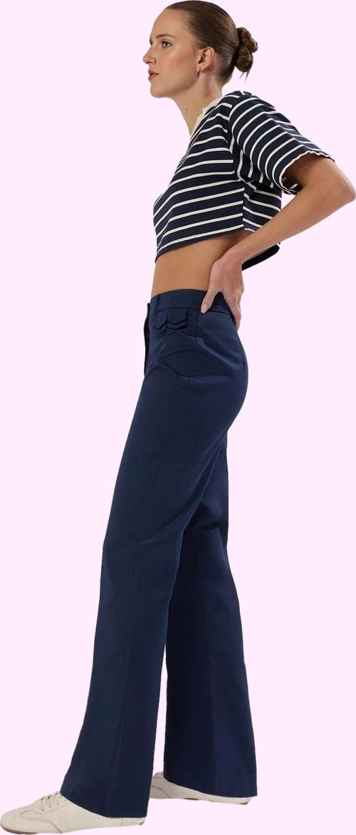 Kadın Pamuklu Bootcut Pantolon Yüksek Bel Geniş Paça Rahat Kalıp Yaz Aylarının Vazgeçilmezi