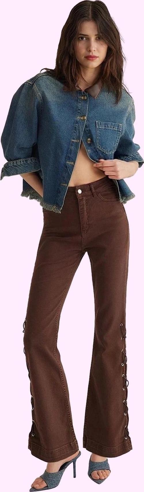 Kadın Denim Flare Pantolon Yüksek Bel Rahat Esnek Günlük Kombinler Yaz Aylarının Vazgeçilmezi
