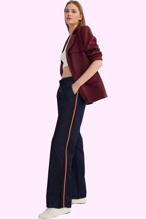 Kadın Pamuk Denim Pantolon Yüksek Bel Geniş Paça Günlük ve Rahat Yaz Aylarının Vazgeçilmezi