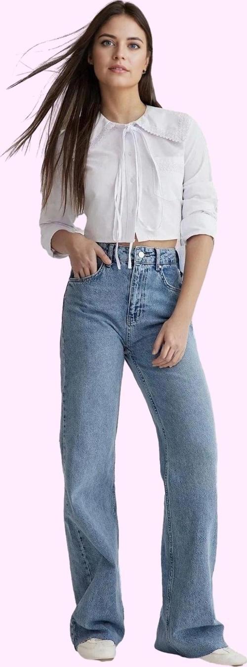 Kadın Denim Geniş Paça Pantolon Pamuk Yüksek Bel Uzun Boy Günlük Stil Yaz Aylarının Vazgeçilmezi