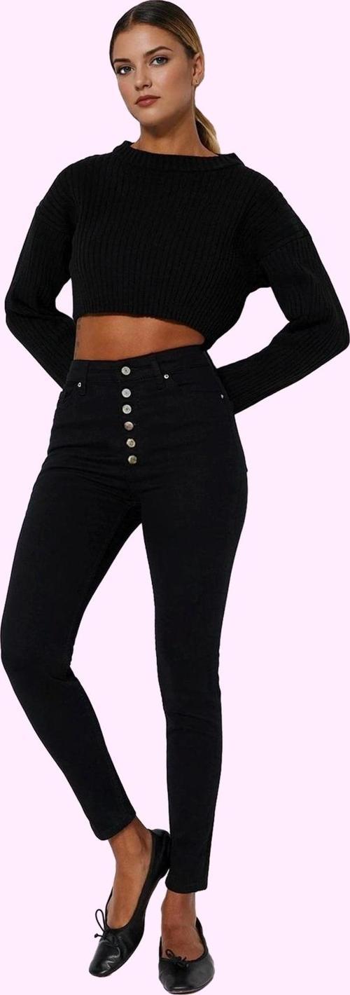 Kadın Skinny Jean Yüksek Bel Düğmeli Stretch Günlük Ve İş Hayatında Şıklık Kaliteli Malzeme
