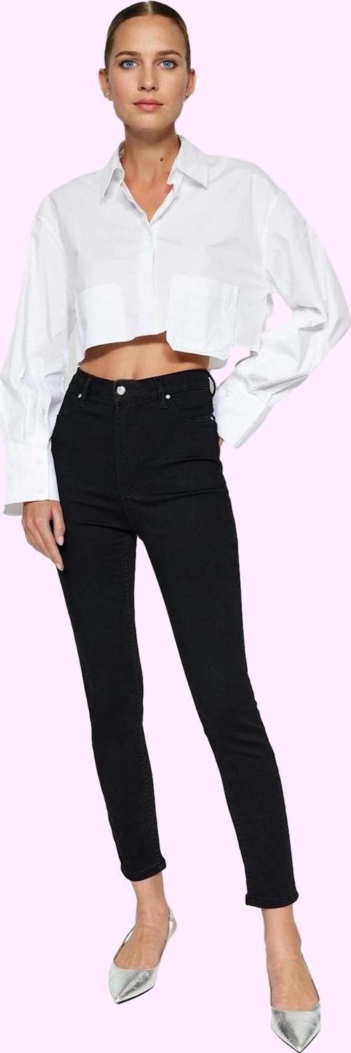 Kadın Yüksek Bel Regular Boy Skinny Jegging Denim Stretch Kumaş Günlük Kombinler Hafta Sonu