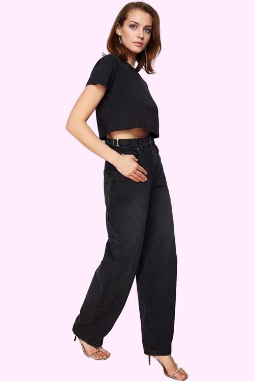 Kadın Pamuk Denim Carpenter Jean Pantolon Yüksek Bel Günlük Stil Yaz Aylarının Vazgeçilmezi