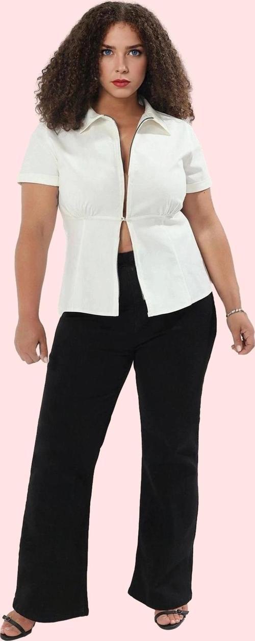 Kadın Düz Desen Büyük Beden Gömlek; Rahat Kesim; Kısa Kol; Yazlık; Günlük Kaliteli Malzeme