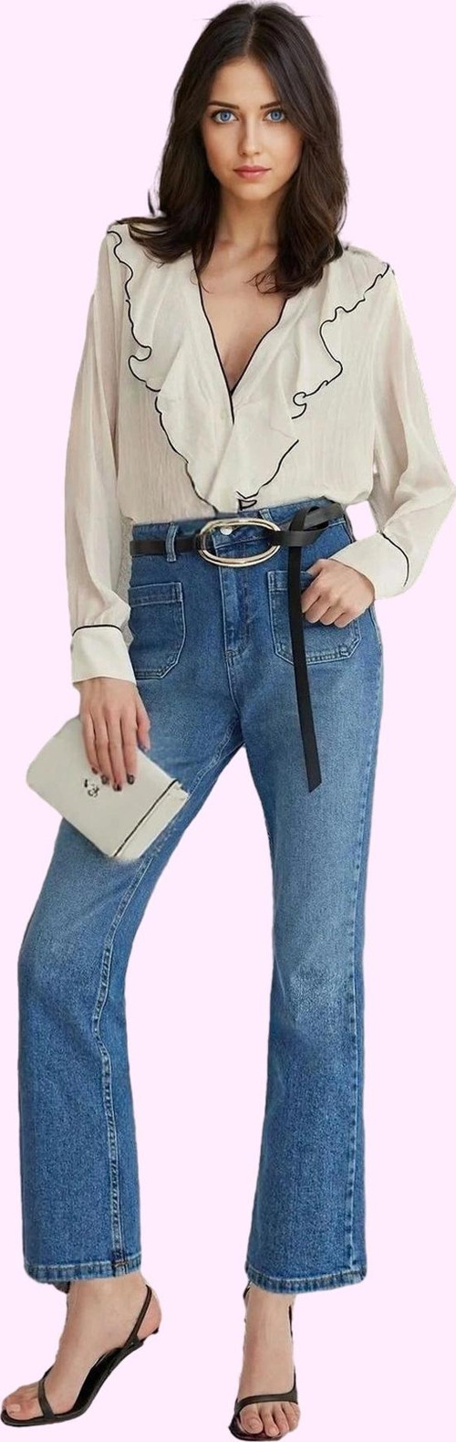 Kadın Normal Bel Denim İspanyol Paça Jean Günlük Casual Flare Hafta Sonu Dayanıklı Malzeme